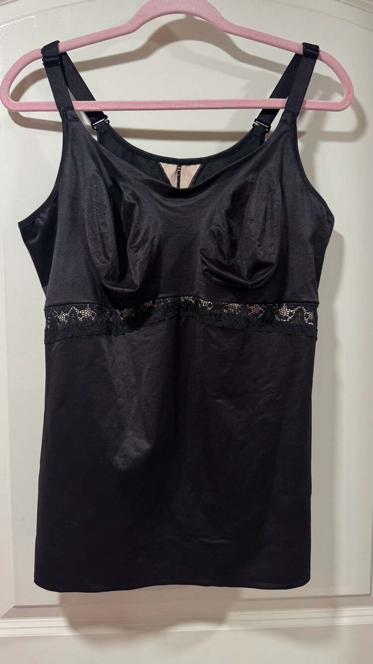 Ruby Ribbon Style 3024 Shaping Cami Black Lace Trim Seamless Support Tank 4X